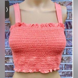 Peach Smocked Charlotte Russe Cropped Top